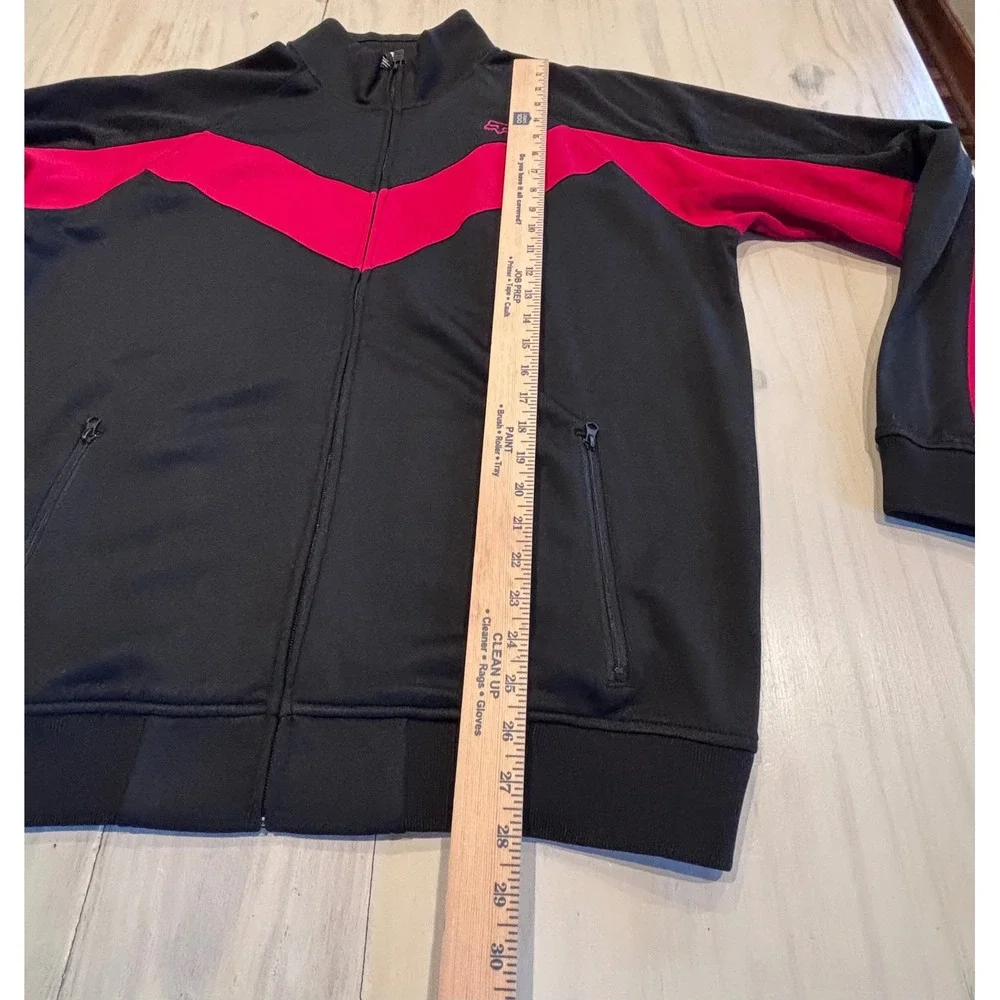 Fox Racing Mens XXL Track Jacket Black Red Chevron Full Zip Mock Neck 02962‎